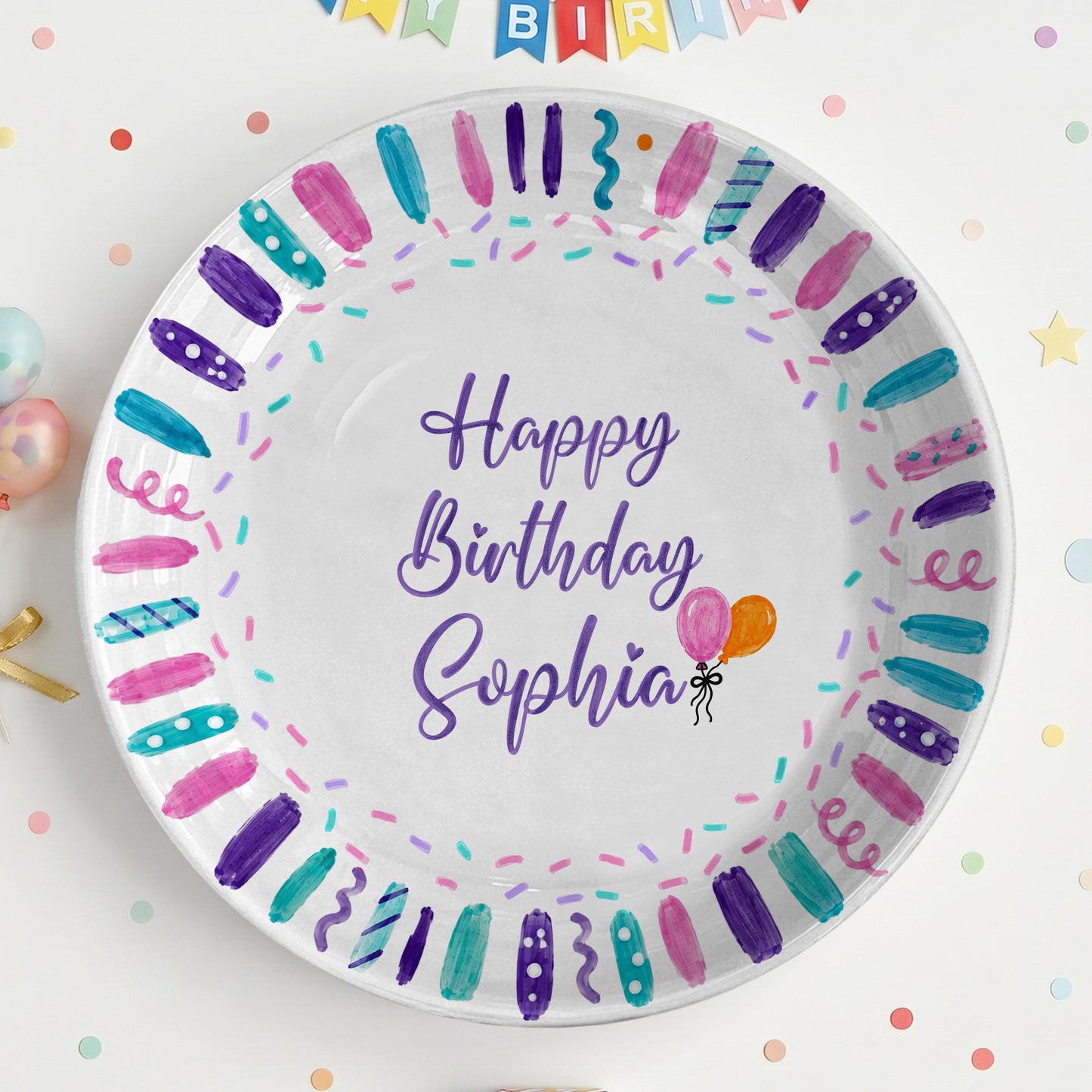 Colorful Birthday Candles Keepsake Personalized Birthday Plate D72BBO0