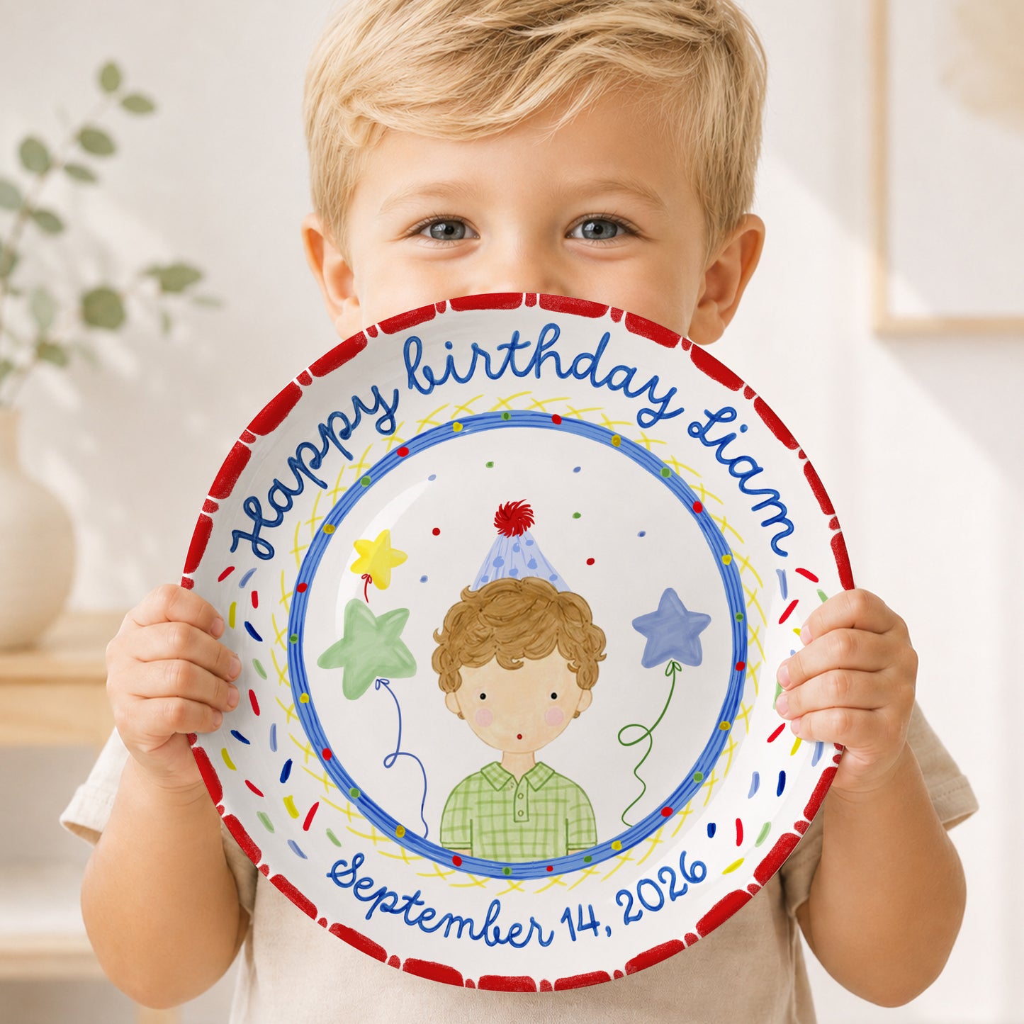 Party Boy Portrait Personalized Birthday Plate P611H1D0