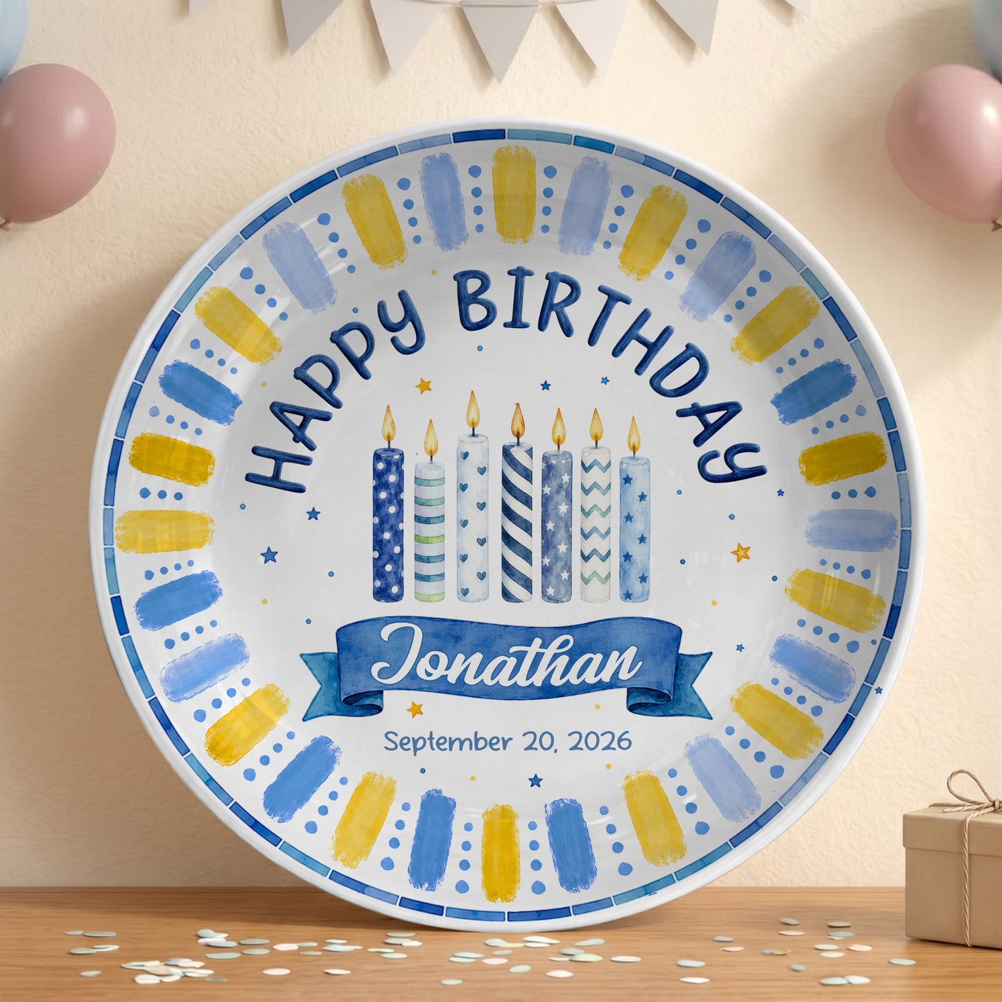 Blue Birthday Candles Keepsake Personalized Birthday Plate P729XG0