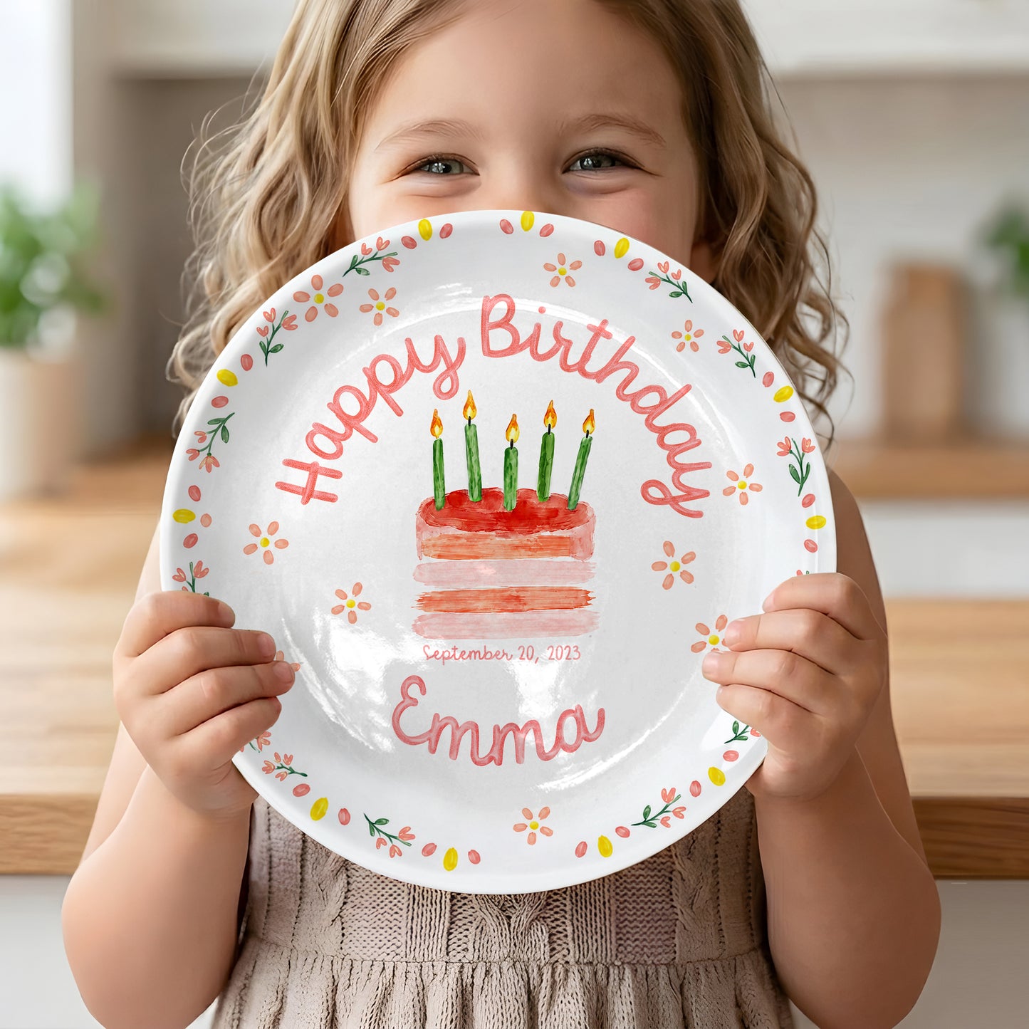 Sweet Floral Personalized Birthday Plate P4309GN0