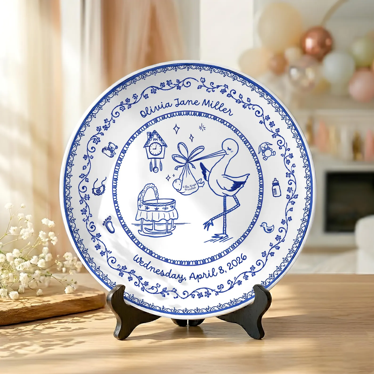 Delft Blue Personalized Birth Plate P525KW60