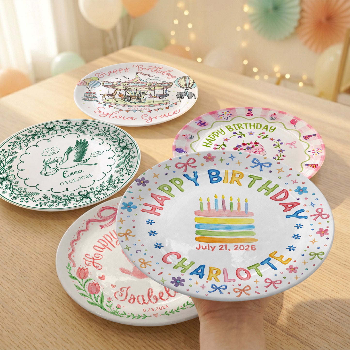 Custom Name Happy Birthday Cake Keepsake Girl Personalized Birthday Plate P810JYR0