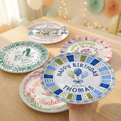 Blue Preppy Candle Custom Name Boy Keepsake Personalized Birthday Plate P814KBC0
