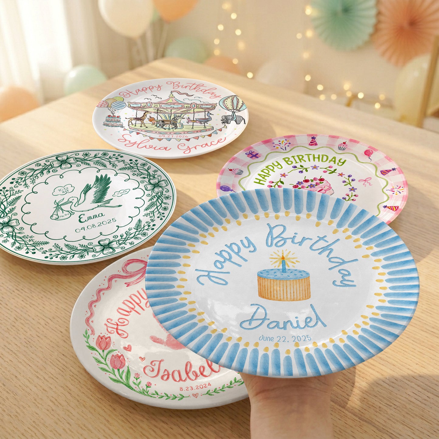 Custom Ceramic Kids First Birthday Keepsake Gift Personalized Birthday Plate P824VE90