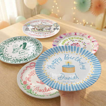 Custom Ceramic Kids First Birthday Keepsake Gift Personalized Birthday Plate P824VE90