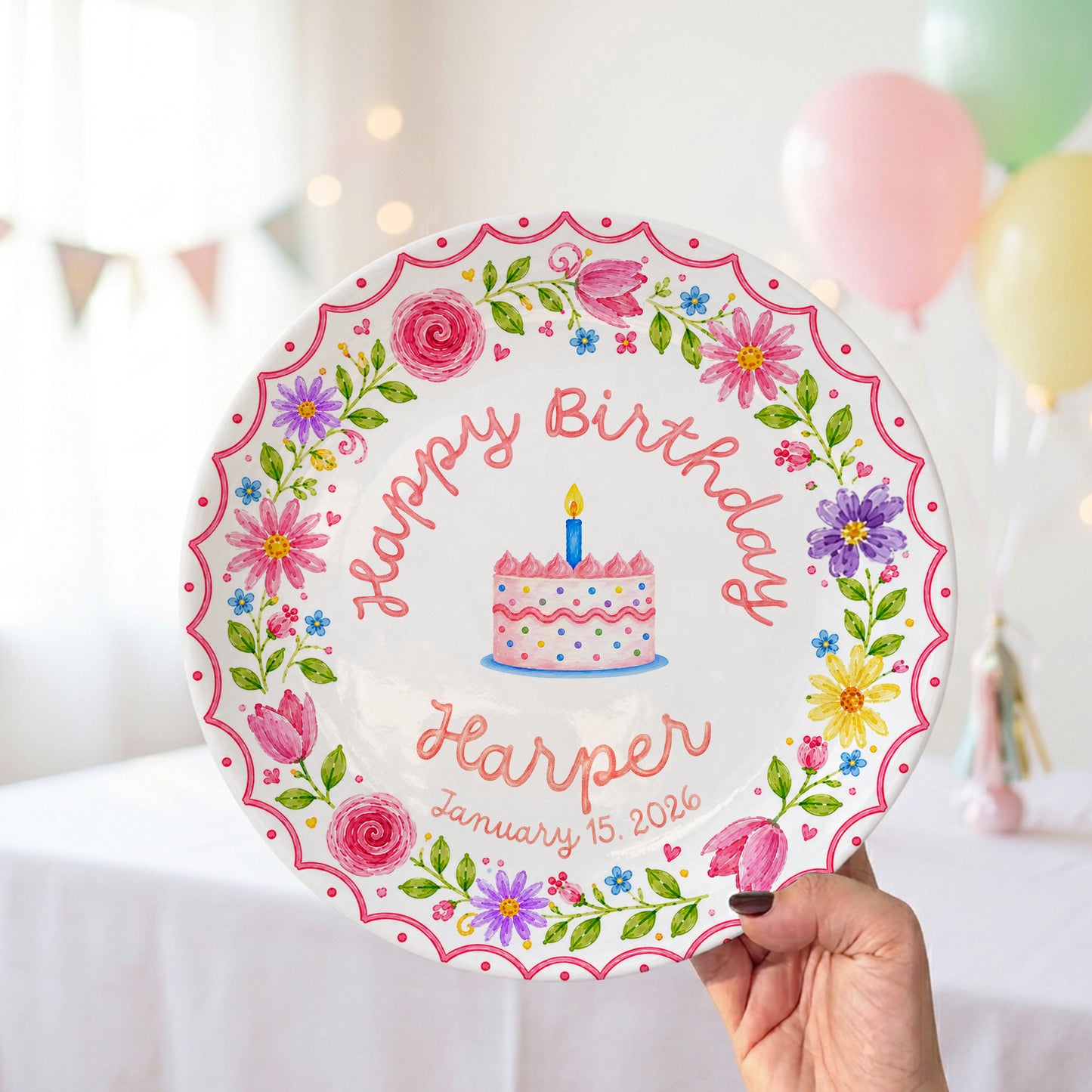 Wildflower Birthday Keepsake Personalized Birthday Plate P718MC30