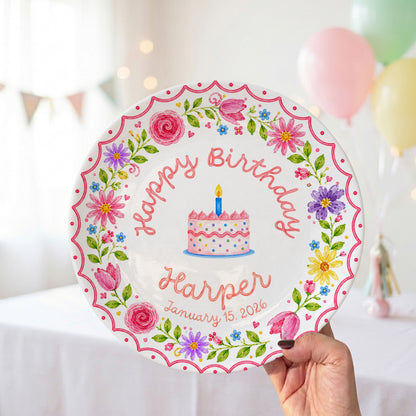 Wildflower Birthday Keepsake Personalized Birthday Plate P718MC30