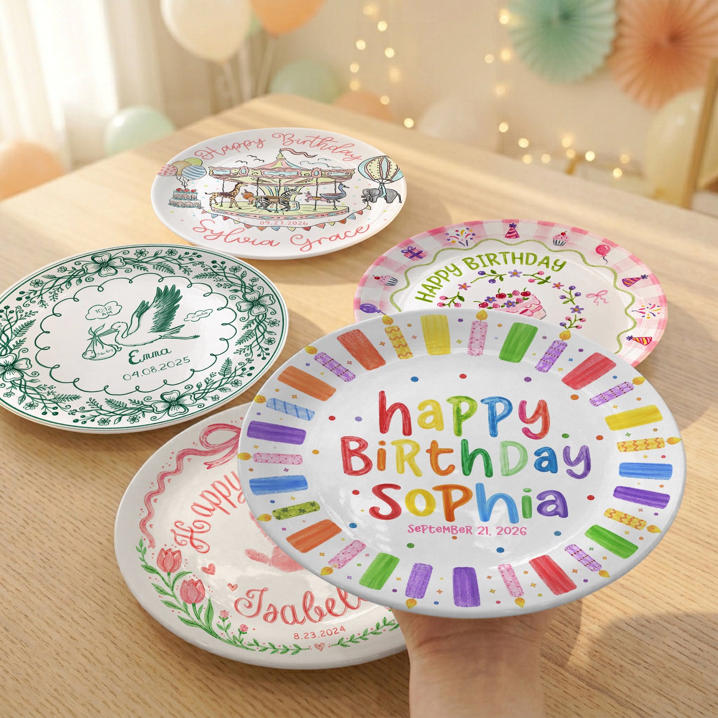 Colorful Candle Happy Birthday Keepsake Custom Kids Personalized Birthday Plate P81505O0