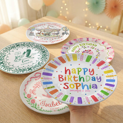 Colorful Candle Happy Birthday Keepsake Custom Kids Personalized Birthday Plate P81505O0