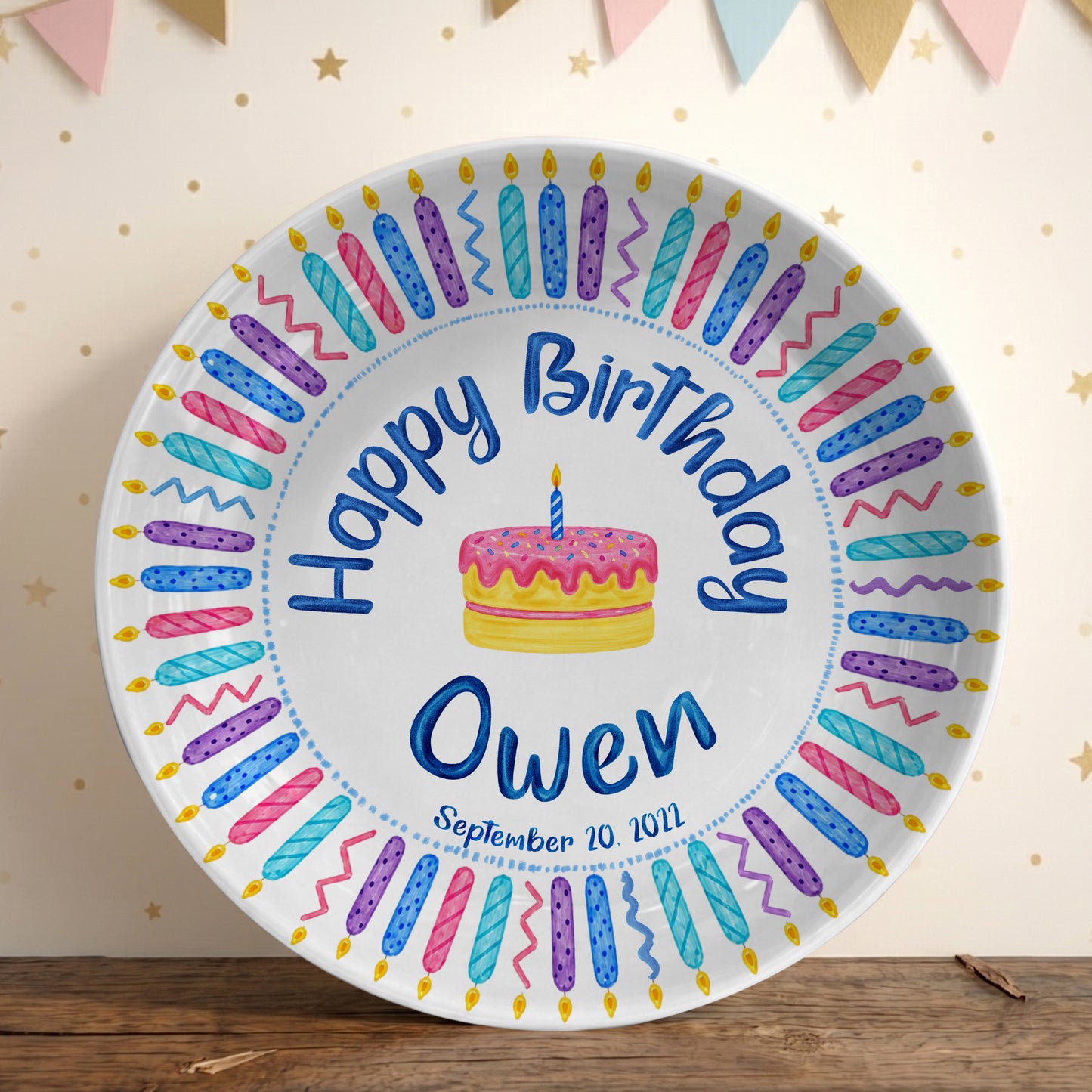 Colorful Birthday Candles Keepsake Personalized Birthday Plate P716Z5U0