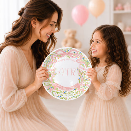 Floral Monogram Personalized Birthday Plate P5293SS0
