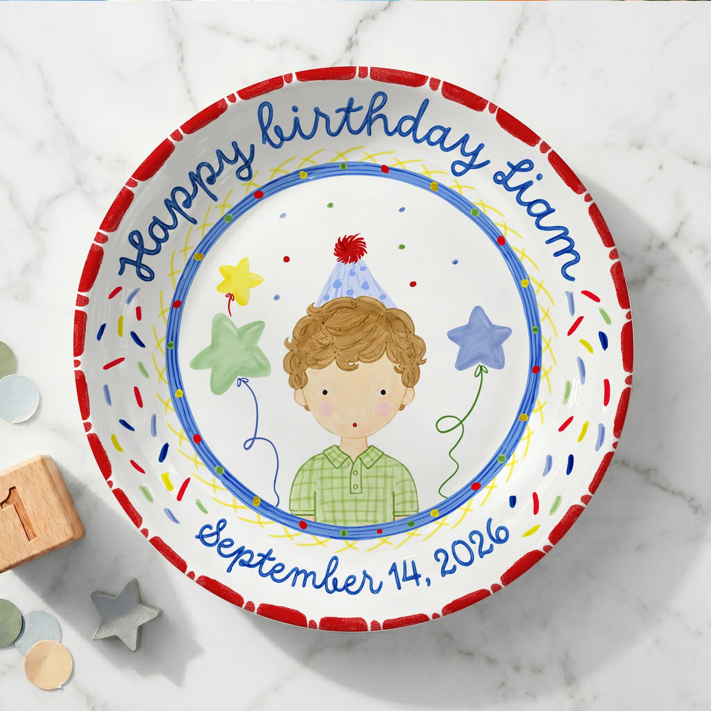 Party Boy Portrait Personalized Birthday Plate P611H1D0