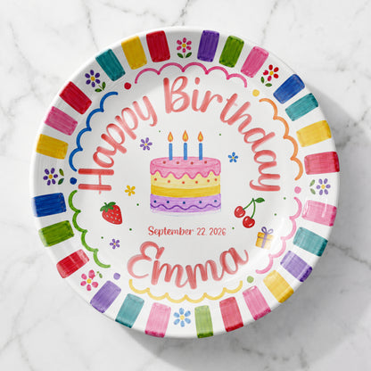 Bright Color Birthday Keepsake Personalized Birthday Plate P710KQF0