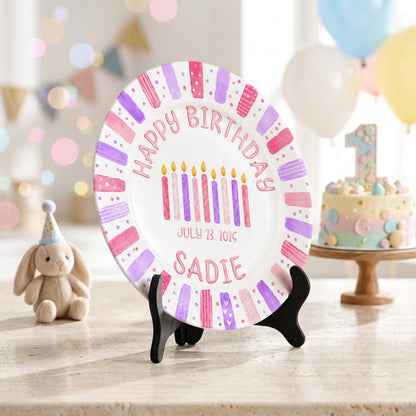 Pink Candle Keepsake Personalized Birthday Plate for Kids Celebration Gift Tradition P810XNA0