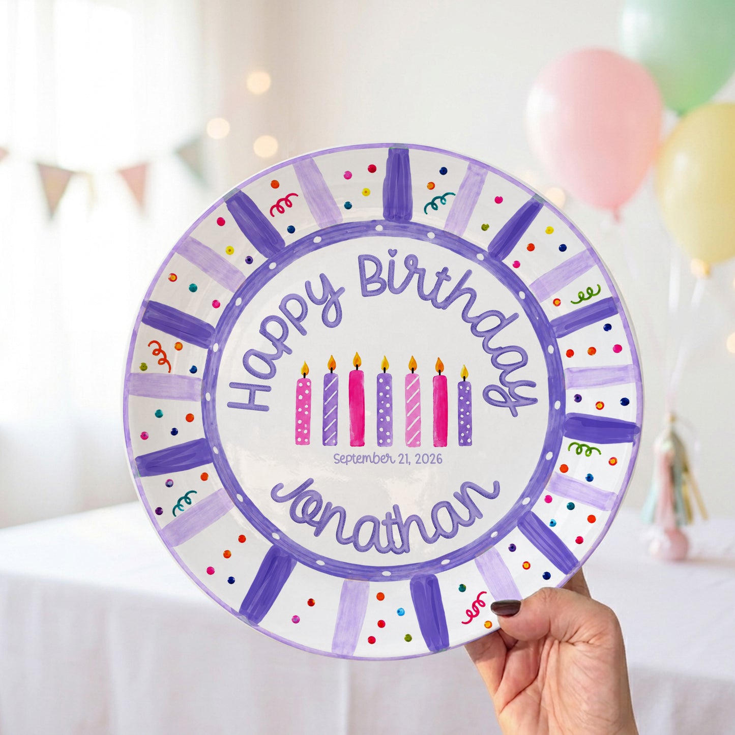Purple Birthday Candles Keepsake Personalized Birthday Plate P7185Z10