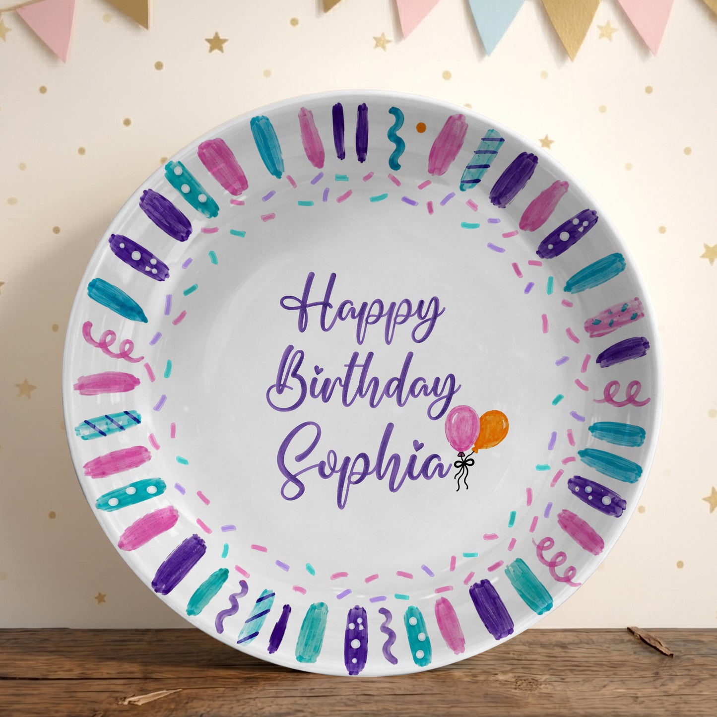 Colorful Birthday Candles Keepsake Personalized Birthday Plate D72BBO0