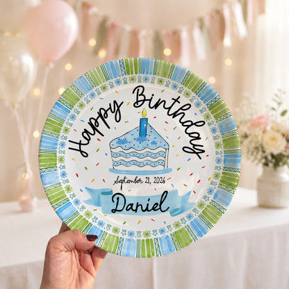 Cupcake First Birthday Keepsake Custom Name Ceramic Personalized Birthday Plate P829GRV0