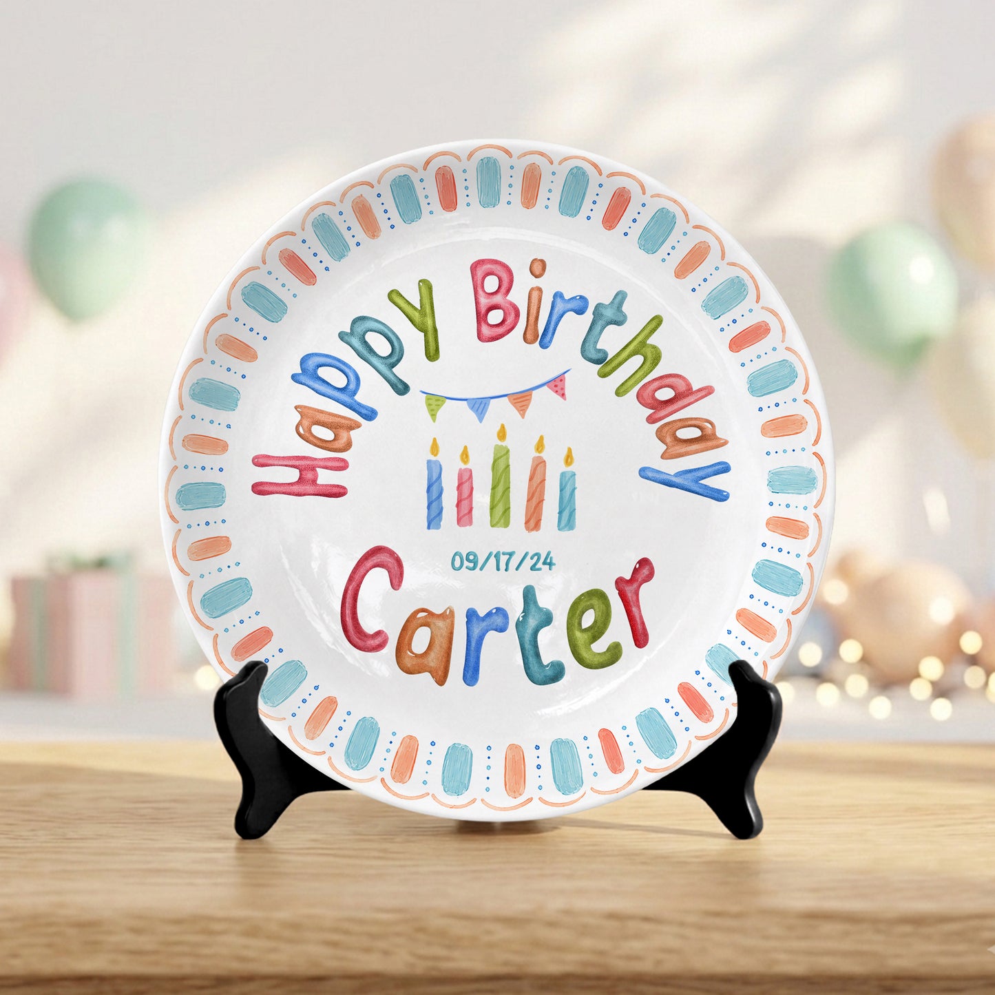 Custom Name Date Kids Birthday Keepsake Boy Gift Personalized Birthday Plate P818VEG0