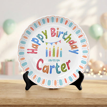 Custom Name Date Kids Birthday Keepsake Boy Gift Personalized Birthday Plate P818VEG0