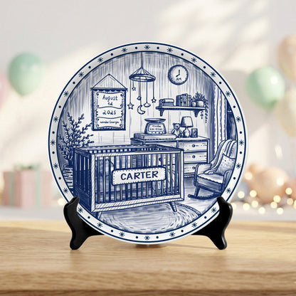 Custom Newborn Keepsake Personalized Baby Birth Plate, Name Stats Nursery Decor P820OIX0