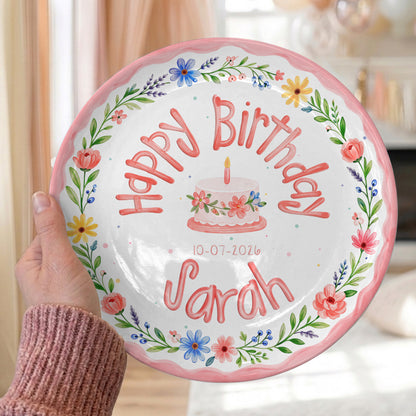Wildflower Cake Personalized Birthday Plate P331MSR0
