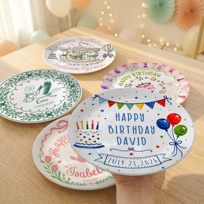 Colorful Balloon Celebration Personalized Birthday Plate for Boys and Girls P8117M70