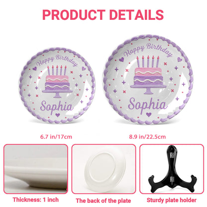 Lavender Scallop Cake Personalized Birthday Plate for Girls P327AW10