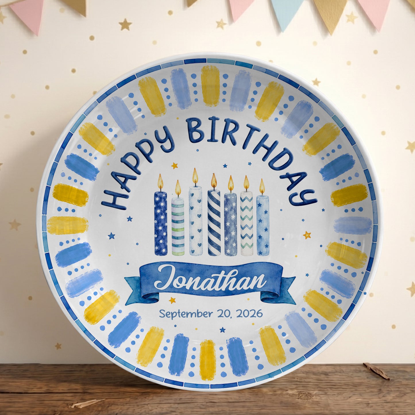 Blue Birthday Candles Keepsake Personalized Birthday Plate P729XG0