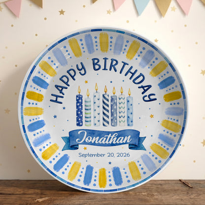 Blue Birthday Candles Keepsake Personalized Birthday Plate P729XG0