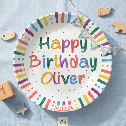 Hip Hip Hooray Personalized Birthday Plate P526XWT0