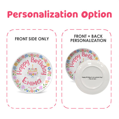 Pastel Floral Birthday Cake Personalized Birthday Plate P32GVK0