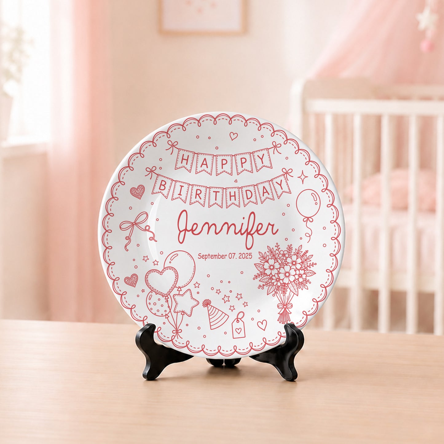 Birthday Banner and Balloons Personalized Birthday Plate P41012O0