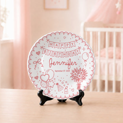 Birthday Banner and Balloons Personalized Birthday Plate P41012O0