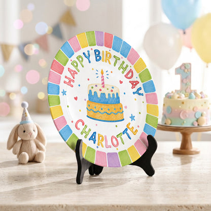 Pastel Rainbow Birthday Personalized Birthday Plate P723FGH0