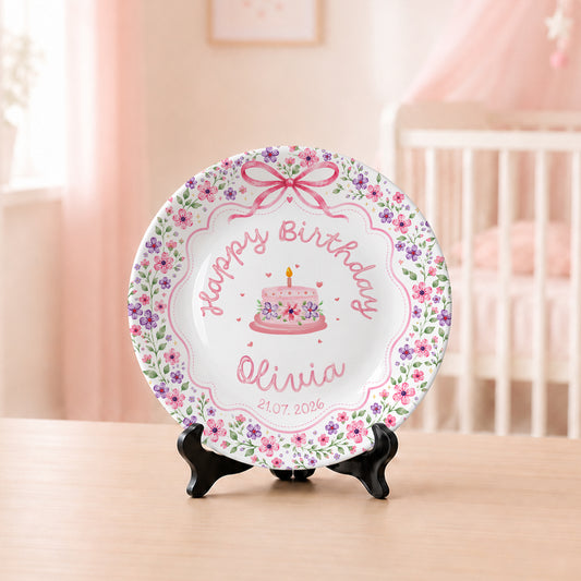 Floral Cake Personalized Birthday Plate P69JKI0