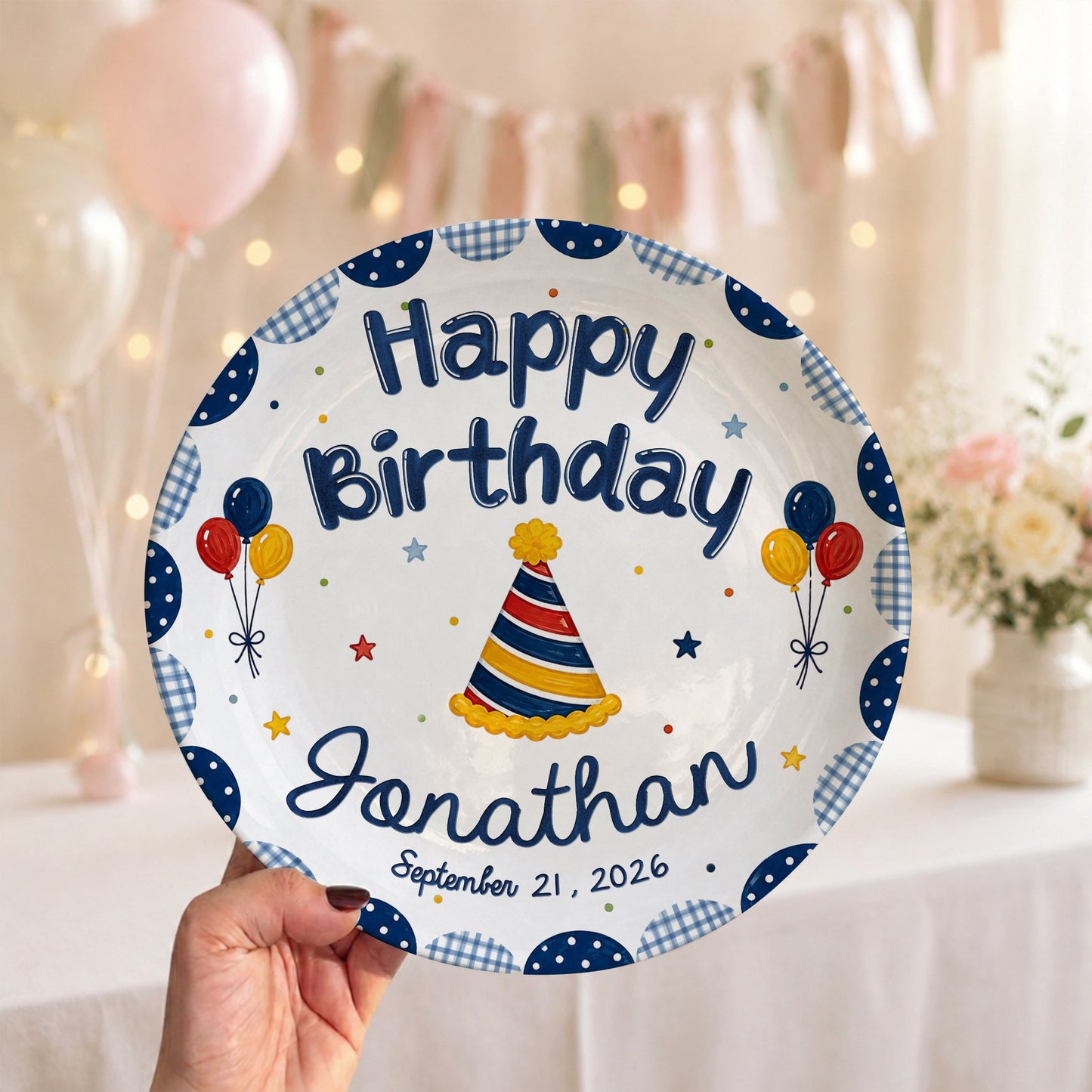 Musical Theme Celebration Keepsake Custom Name Ceramic Personalized Birthday Plate P82524U0