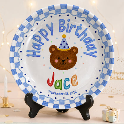 Cute Teddy Bear Birthday Keepsake Personalized Birthday Plate for Kids P6225SU0