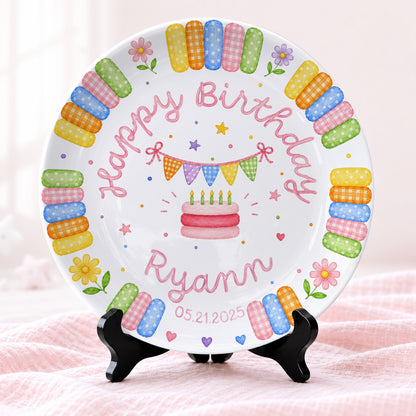 Rainbow Candy with Cake Personalized Birthday Plate P664QE0