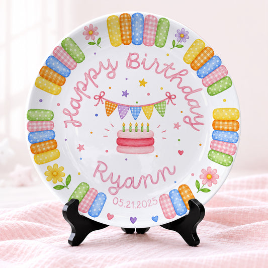 Rainbow Candy with Cake Personalized Birthday Plate P664QE0