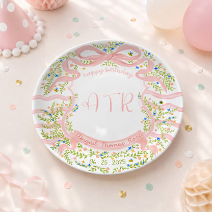 Floral Monogram Personalized Birthday Plate P5293SS0