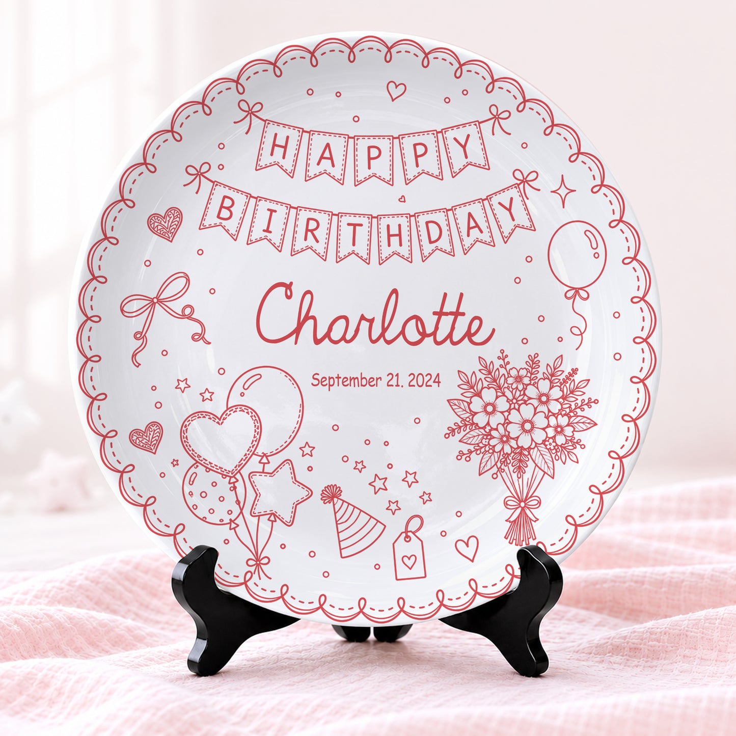 Birthday Banner and Balloons Personalized Birthday Plate P41012O0