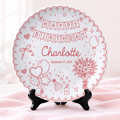 Birthday Banner and Balloons Personalized Birthday Plate P41012O0
