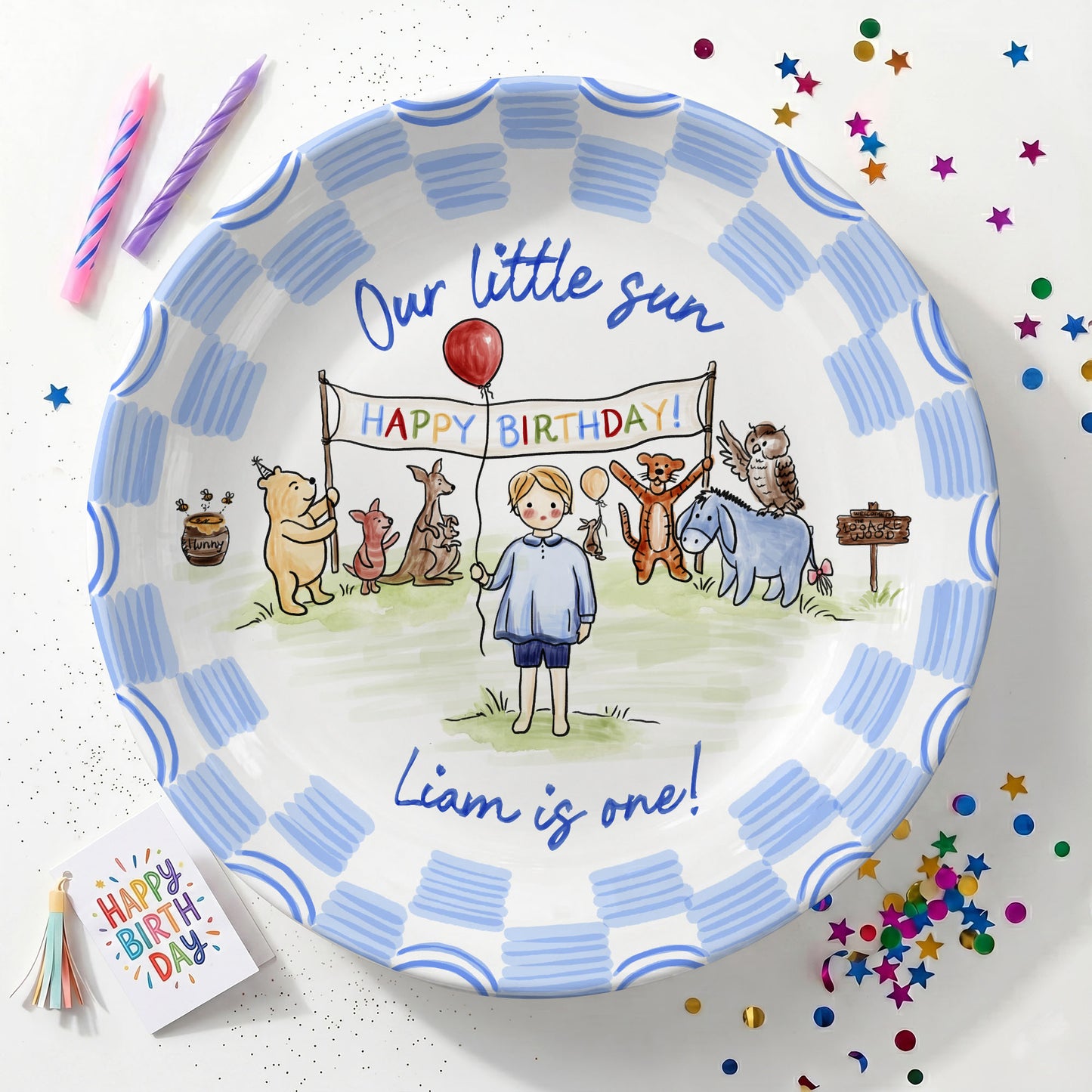Woodland Animal Birthday Keepsake Personalized Birthday Plate P713B6G0