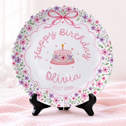 Floral Cake Personalized Birthday Plate P69JKI0