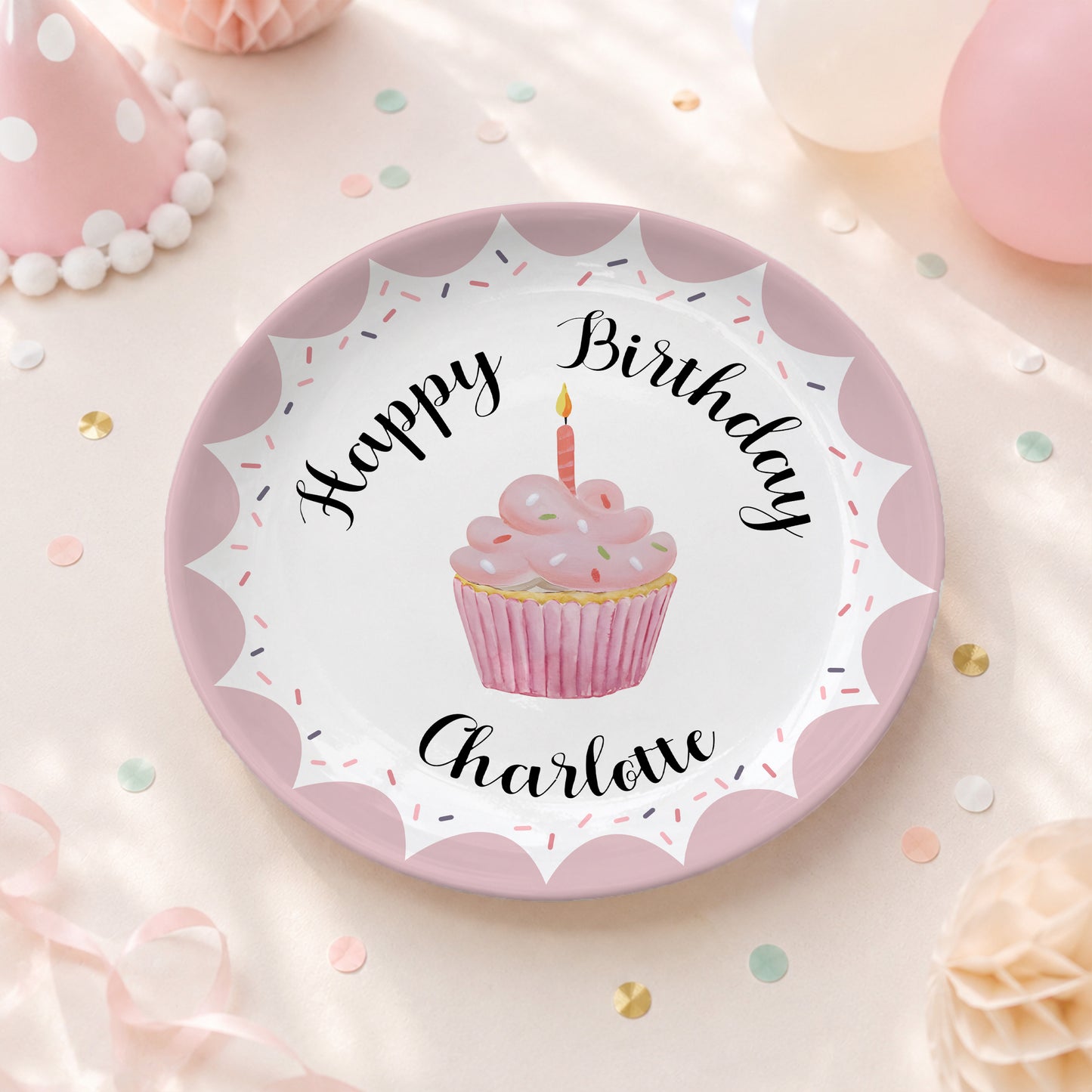 Scallop Cupcake Personalized Birthday Plate P62QXN0