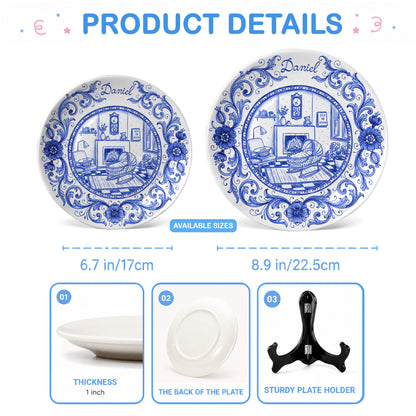 Blue Baby Birth Keepsake Personalized Birthday Plate P719RMV01a