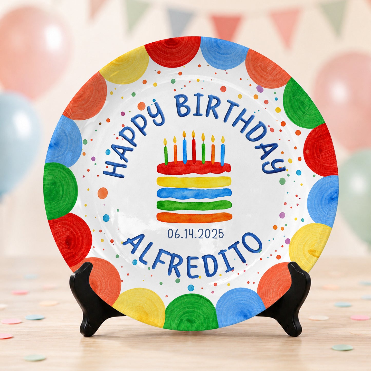 First Birthday Cake Keepsake Custom Name Ceramic Personalized Birthday Plate P829WLE0
