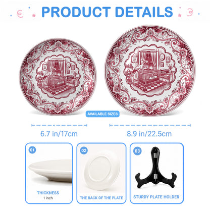 Pink Delft Newborn Birth Announcement Custom Ceramic Personalized Birthday Plate P820NIX0