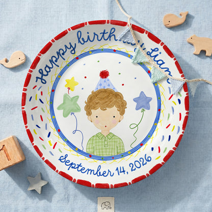 Party Boy Portrait Personalized Birthday Plate P611H1D0