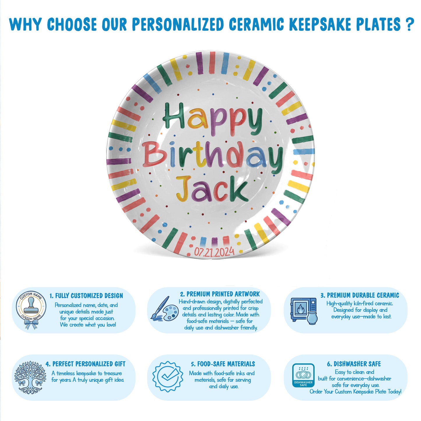 Hip Hip Hooray Personalized Birthday Plate P526XWT0